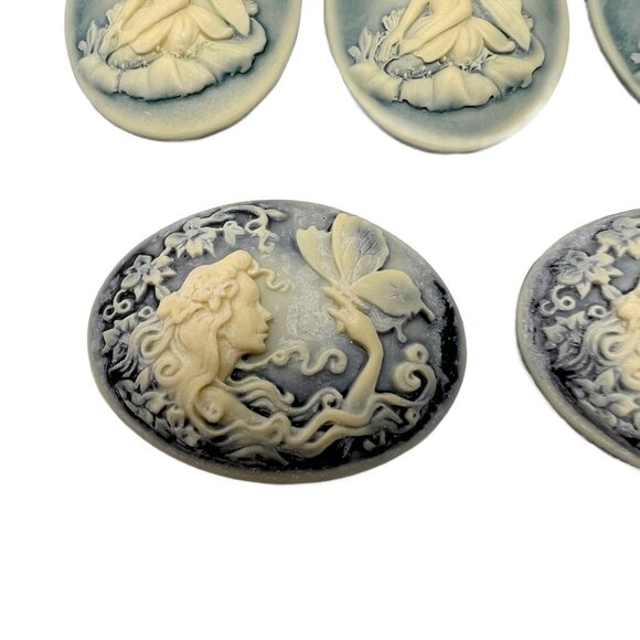 7 Cabochons Fairy Butterfly Fantasy Acrylic Oval Jewelry Making Supplies - Picture 3 of 7